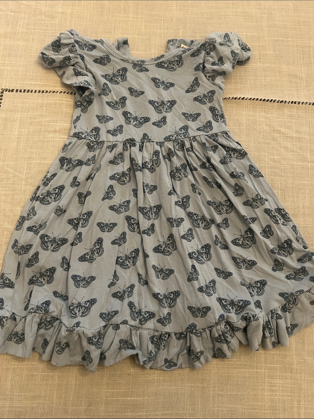 kate quinn bamboo blue Butterfly Print Puff Sleeve Dress